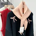 Elegant peach wool-blend knitted triangle scarf for women, cozy winter neck wrap - Pink