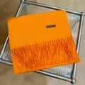 Bufanda de cachemira naranja de primera calidad con borlas y textura muy suave - 180cm / Naranja