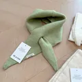 Soft light green wool knit triangle scarf for women, versatile winter headscarf shawl. - Light Green