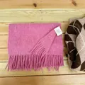 High-quality pink 100% Australian wool scarf featuring fringe tassels for winter warmth - Rose Pink