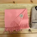 Pink 100% Australian wool scarf with fringe detail for premium winter warmth and style - Grapefruit Red