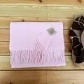 Soft pink 100% Australian wool scarf with tassels for women winter - Pink
