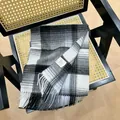 Premium 100% Australian wool plaid scarf featuring a classic black and white check pattern - 180cm / Black and White Plaid