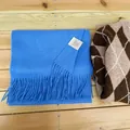Soft 100% Australian wool sky blue scarf with tassel trim for winter warmth - Blue