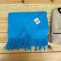 Bright blue 100% Australian wool scarf with elegant tassel detail for winter warmth - Lake Blue
