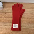 Cozy red knitted winter gloves for women featuring long cuffs and touch screen tips - 10*28cm / New Year Red