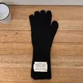 Stylish black knitted winter glove for women with a white decorative patch on the cuff - 10*28cm / Classic Black