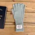 Elegant light blue knitted winter gloves with long cuffs and a decorative woven label - 10*28cm / Light Green