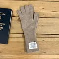 Soft winter knitted gloves for women in tan featuring long ribbed cuffs and label - 10*28cm / Khaki Brown