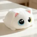 Soft and cute chubby white cat plush toy with big round eyes for stress relief and healing - 15cm / White Cat