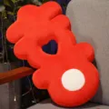Zacht rood pluche kussen Dubbel Geluk met hartvormig gat voor moderne bruiloftsdecor - 50cm / Rood