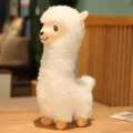 Soft and fluffy white alpaca plush toy with cute heart nose and curly fur texture - White / 33cm