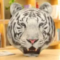 Cojín de peluche con cabeza de tigre blanco impreso en 3D para sofá y dormitorio - 40CM / Blanco