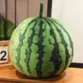 Realistisches Wassermelonen-Plüschkissen mit weichem grün gestreiftem Stoff - Runde Wassermelone / 10cm