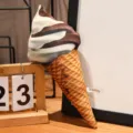 Realistic chocolate swirl ice cream cone plush toy pillow for home decoration - 20cm / Chocolate Swirl (2)