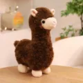 Adorable brown alpaca plush toy with soft fluffy fur and cream-colored accents for kids - Dark Brown / 30cm