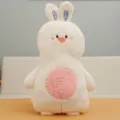 Adorable white rabbit plush toy with pink belly and plaid ear lining, 45cm - 13cm / Rabbit