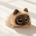 Super soft chubby Siamese cat plush toy with big round eyes for stress relief and comfort - 15cm / Siamese Cat