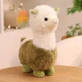 Adorable plush alpaca stuffed animal toy in olive green and white soft fluffy fabric - White Green / 30cm