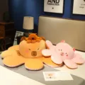 Χαριτωμένα μαξιλάρια Capybara χταπόδι σε καφέ και ροζ χρώματα για διακόσμηση υπνοδωματίου - Αναστρέψιμο Στυλ Χταπόδι / Ύψος 90cm