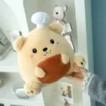 Niedlicher runder Plüschbär mit weißem Kochhut, weiches Stofftier Geschenk für Kinder - Bär-Stil / 28cm