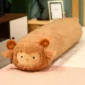 Lungo cuscino di peluche a forma di pecora riccia in morbido pile marrone - Marrone / 80cm