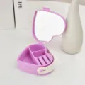 Compact purple heart-shaped portable jewelry organizer box with mirror for travel - Silicone Mirror Style / 4cm*10.5cm / Purple