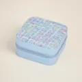 Kleine blaue quadratische Reise-Schmuckschatulle mit elegantem Tweed-Oberteil-Design - Tweed-Stil / 10cm*10cm*5cm / Blau