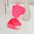 Heart-shaped portable pink jewelry box for travel with internal storage compartments - Silicone Hook Style / 4cm*10.5cm / Rose Red