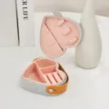 Portable heart-shaped travel jewelry box with pink interior and orange leather strap - Silicone Hook Style / 4cm*10.5cm / Gray