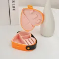 Heart-shaped portable jewelry box organizer in orange and pink for travel and daily use - Silicone Hook Style / 4cm*10.5cm / Orange