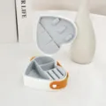 Portable heart-shaped jewelry storage box with handle and compartmentalized interior - Silicone Hook Style / 4cm*10.5cm / White