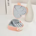 Pink heart-shaped travel jewelry box with multiple compartments for rings and earrings - Silicone Hook Style / 4cm*10.5cm / Nude Pink