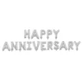 Silver foil balloons spelling HAPPY ANNIVERSARY for anniversary celebration decor. - 16 Inch Anniversary Letter Set / Silver