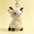 Cute white plush lamb doll keychain featuring a yellow bow and golden metal clasp - White Sheep (Xinjiang Sheep) / 12cm / Yellow Bow
