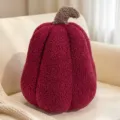 Burgunderrotes Kürbiskissen aus Bouclé-Stoff mit grauem Stiel für Halloween-Deko - 30cm / Rot