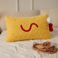 Lindo cojín decorativo de peluche de baguette de camarones amarillos para sofá - Estilo Camarón Frito Rectangular / 60x35cm / Amarillo