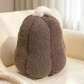 Braunes Sherpa Kürbis Plüschkissen Halloween Deko Kissen für gemütliche Sofadekoration - 30cm / Hellbraun