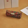 Vintage ethnic pattern lipstick case with gold clasp and built-in mirror organizer - Flower Stamen Style 2 / 8.5*3*3