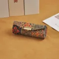 Elegant vintage pattern portable lipstick storage box with golden clasp and built-in mirror - Vintage Floral Carpet Style 3 / 8.5*3*3