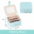 Φορητό κουτί κοσμημάτων Tiffany blue με καθρέφτη, διαστάσεις 10,7x9x6cm - 10.7*9*6CM / Μπλε