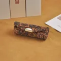 Portable vintage patterned cork lipstick case with golden metal clasp and mirror - Vintage Pattern / 8.5*3*3