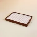 Premium walnut wood jewelry display tray with white velvet insert, 25x18x2.5cm size - Long Bar Grid / 25x18x2.6cm / Walnut Frame (White Lining)