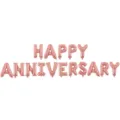 Detailed view of 16 inch rose gold Happy Anniversary foil balloons for party decoration - 16 Inch Anniversary Letter Set / Rose Gold