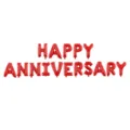 Vibrant red 16-inch foil balloons spelling out HAPPY ANNIVERSARY for celebrations - 16 Inch Anniversary Letter Set / Red