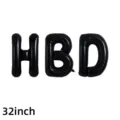 Detalle de globos de papel de aluminio negro de 32 pulgadas formando HBD para fiesta. - Kit HBD / 32 / Negro
