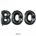 Set of three 16-inch black BOO letter foil balloons for Halloween party decoration - BOO Kit / 16 / Black