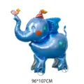 Grand ballon d'éléphant bleu en aluminium avec roues pour décoration de fête, 96x107cm - Éléphant Avec Roues (SP065) / 96*107CM