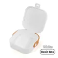Compact portable white plastic jewelry storage box with stylish orange strap detail - Silicone Basic Box / 9CM*9CM*3.9CM / White