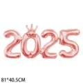 Ballon en aluminium chiffre 2025 or rose avec couronne pour décor de fête du Nouvel An - 2025 Cursive avec Couronne (SP189) / Or rose